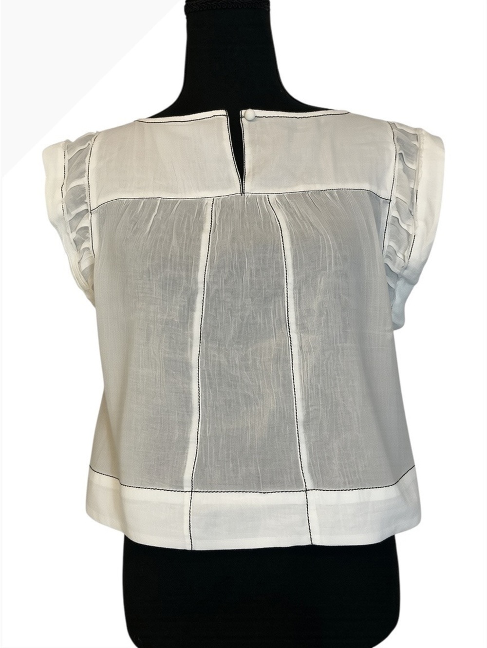 Anthropologie White Cotton Cap Sleeve Blouse